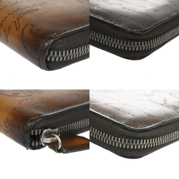 BERLUTI Logo Itauba Long Zip Around Wallet Scritto Leather Brown Italy 16RJ380 - Picture 11 of 16